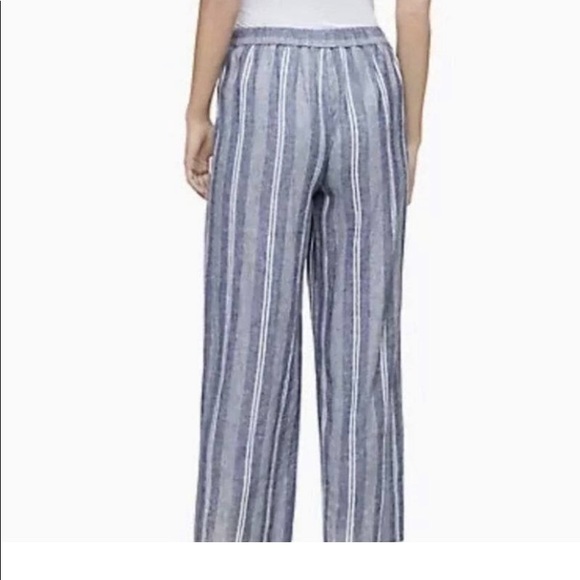 Calvin Klein Linen Chambray Stripe cropped pants - Picture 2 of 4